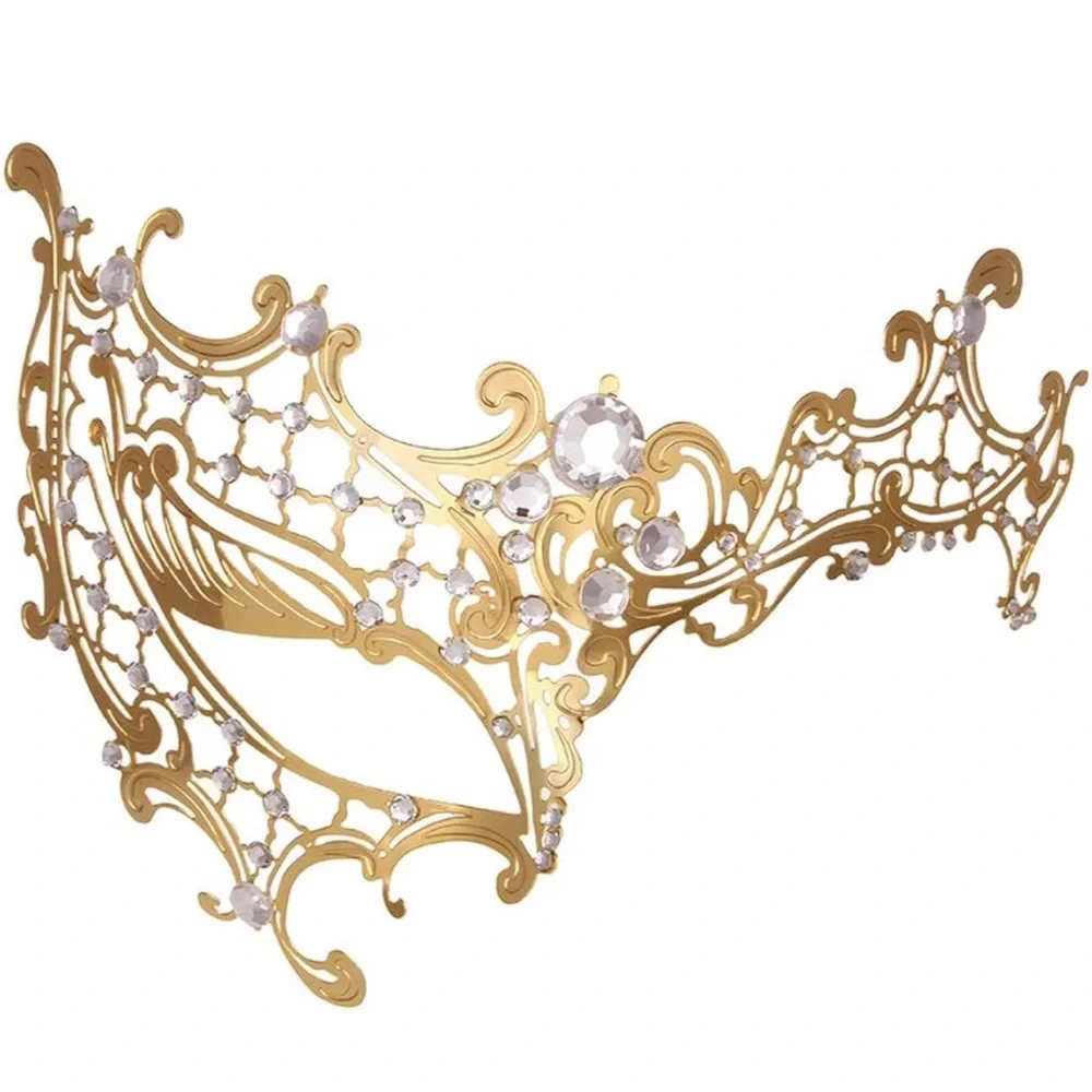 Masquerade Mask for Women Metal Mask Rhinestone Venetian Party Evening Ball Mask - Picture 2 of 4